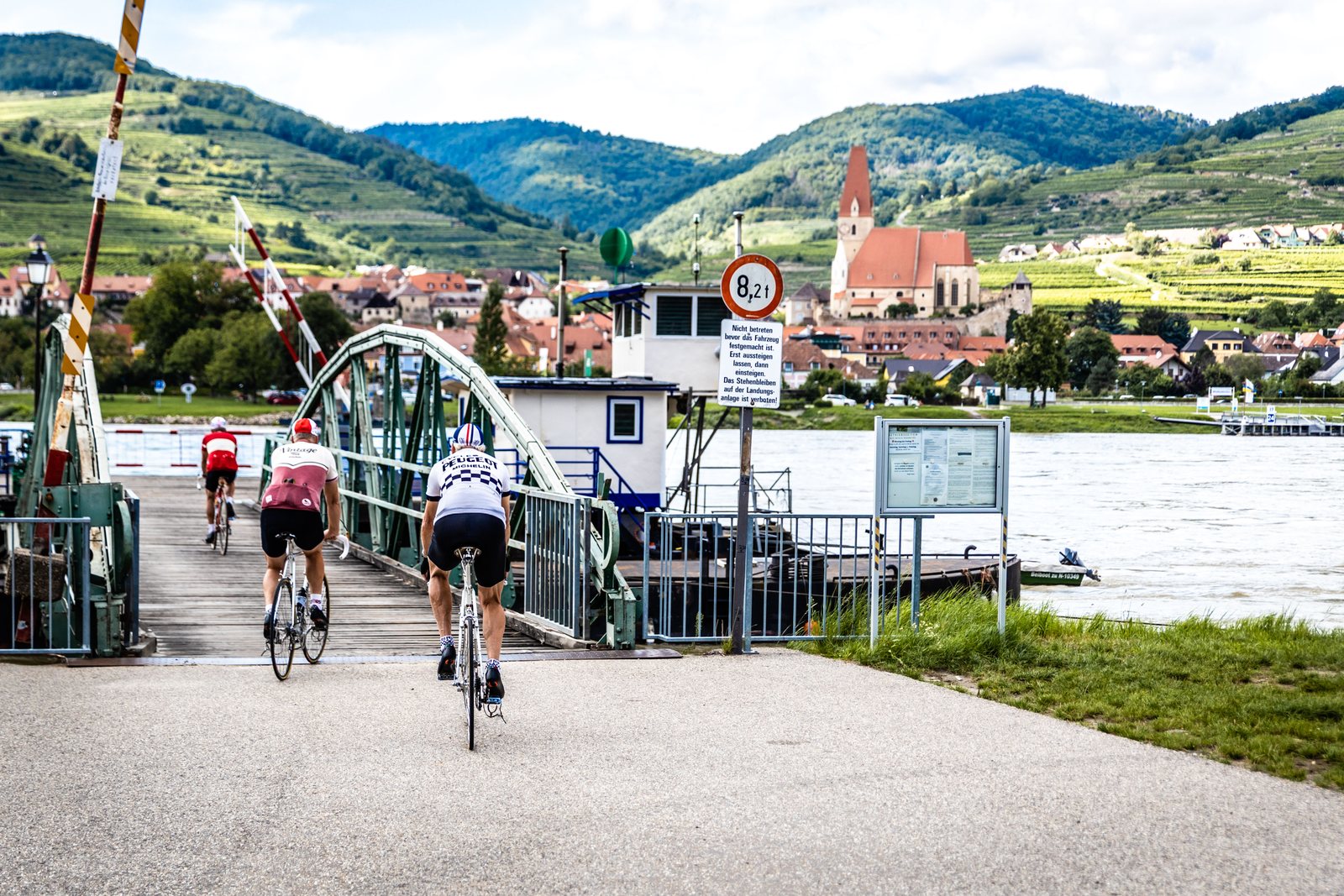 Radfahrende in den Weingärten bei Weißenkirchen in der Wachau